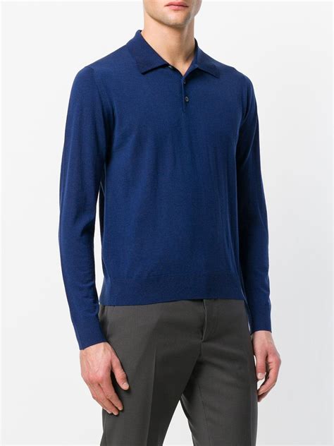 prada polo shirt blue|prada long sleeve polo.